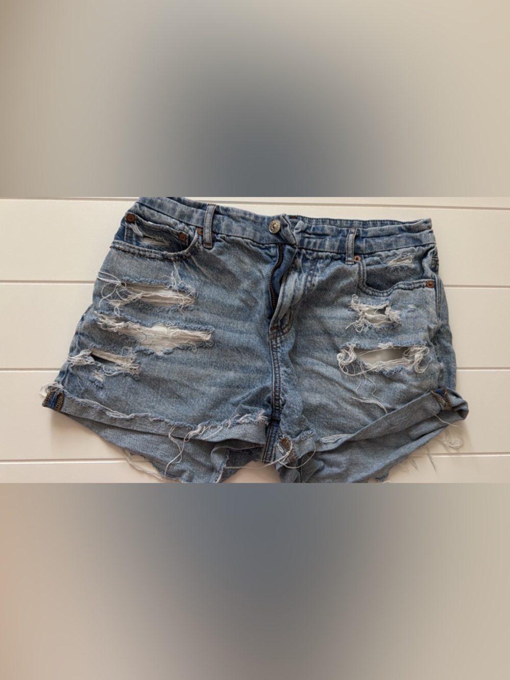 American Eagle Outfitters Light Blue Distressed Denim Shorts